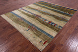 Tribal Persian Gabbeh Hand Knotted Wool Rug - 8' 4" X 9' 9" - Golden Nile