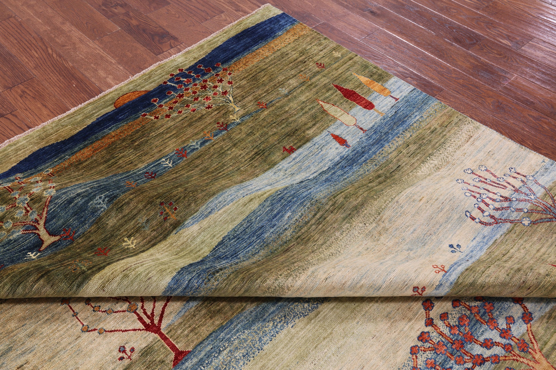 Tribal Persian Gabbeh Hand Knotted Wool Rug - 8' 4" X 9' 9" - Golden Nile