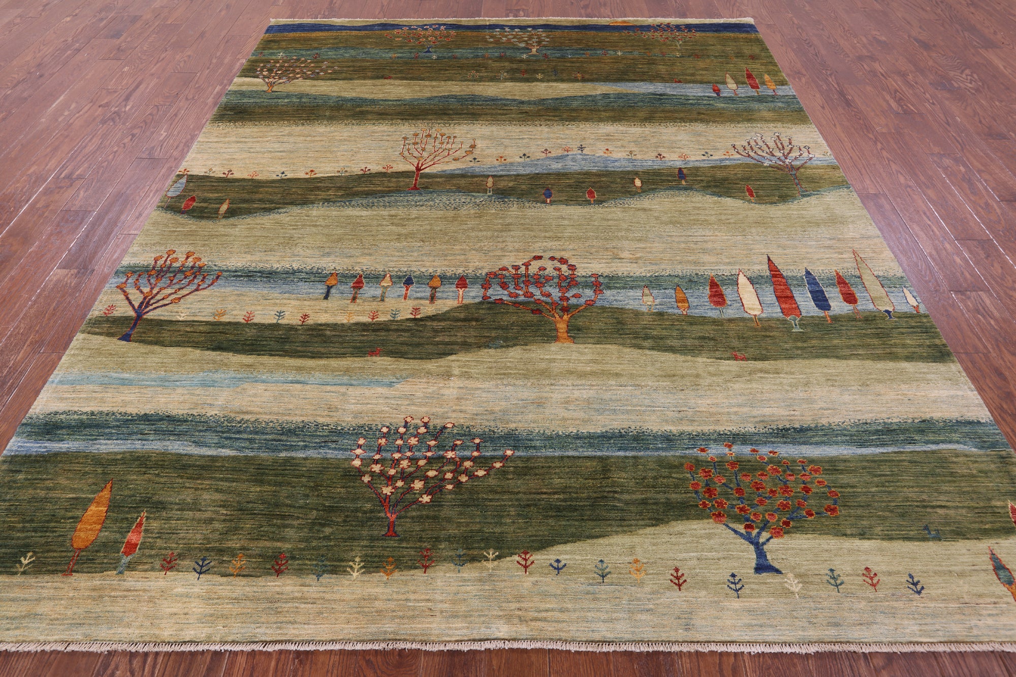 Tribal Persian Gabbeh Hand Knotted Wool Rug - 8' 3" X 9' 9" - Golden Nile