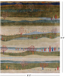 Tribal Persian Gabbeh Hand Knotted Wool Rug - 8' 3" X 9' 9" - Golden Nile