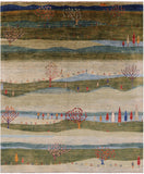 Tribal Persian Gabbeh Hand Knotted Wool Rug - 8' 3" X 9' 9" - Golden Nile