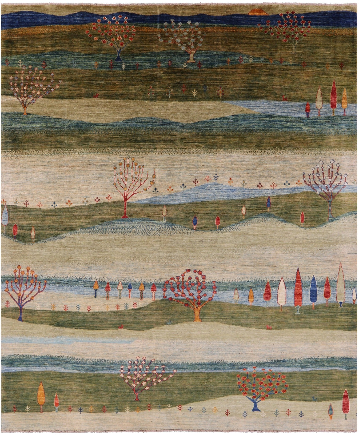 Tribal Persian Gabbeh Hand Knotted Wool Rug - 8' 3" X 9' 9" - Golden Nile