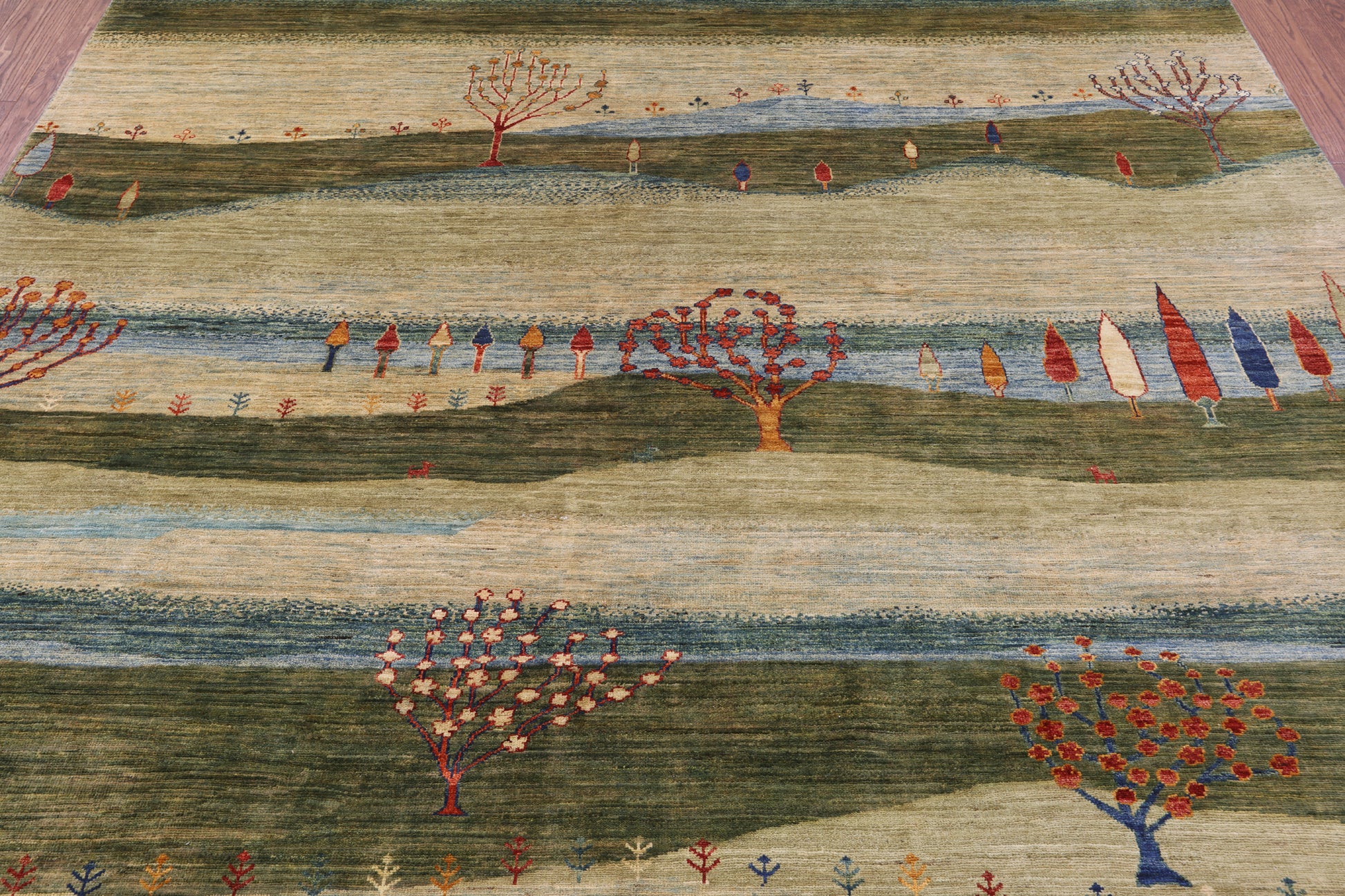 Tribal Persian Gabbeh Hand Knotted Wool Rug - 8' 3" X 9' 9" - Golden Nile