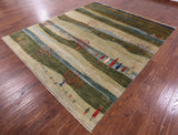 Tribal Persian Gabbeh Hand Knotted Wool Rug - 8' 3" X 9' 9" - Golden Nile