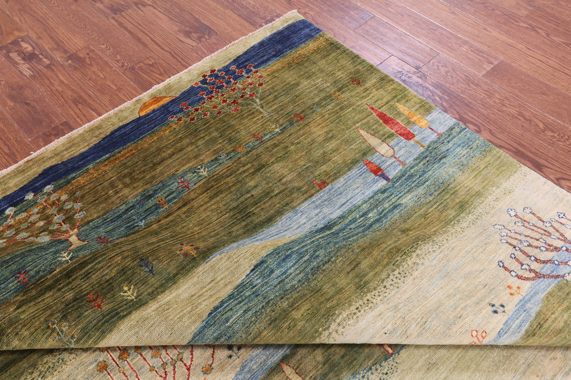 Tribal Persian Gabbeh Hand Knotted Wool Rug - 8' 3" X 9' 9" - Golden Nile