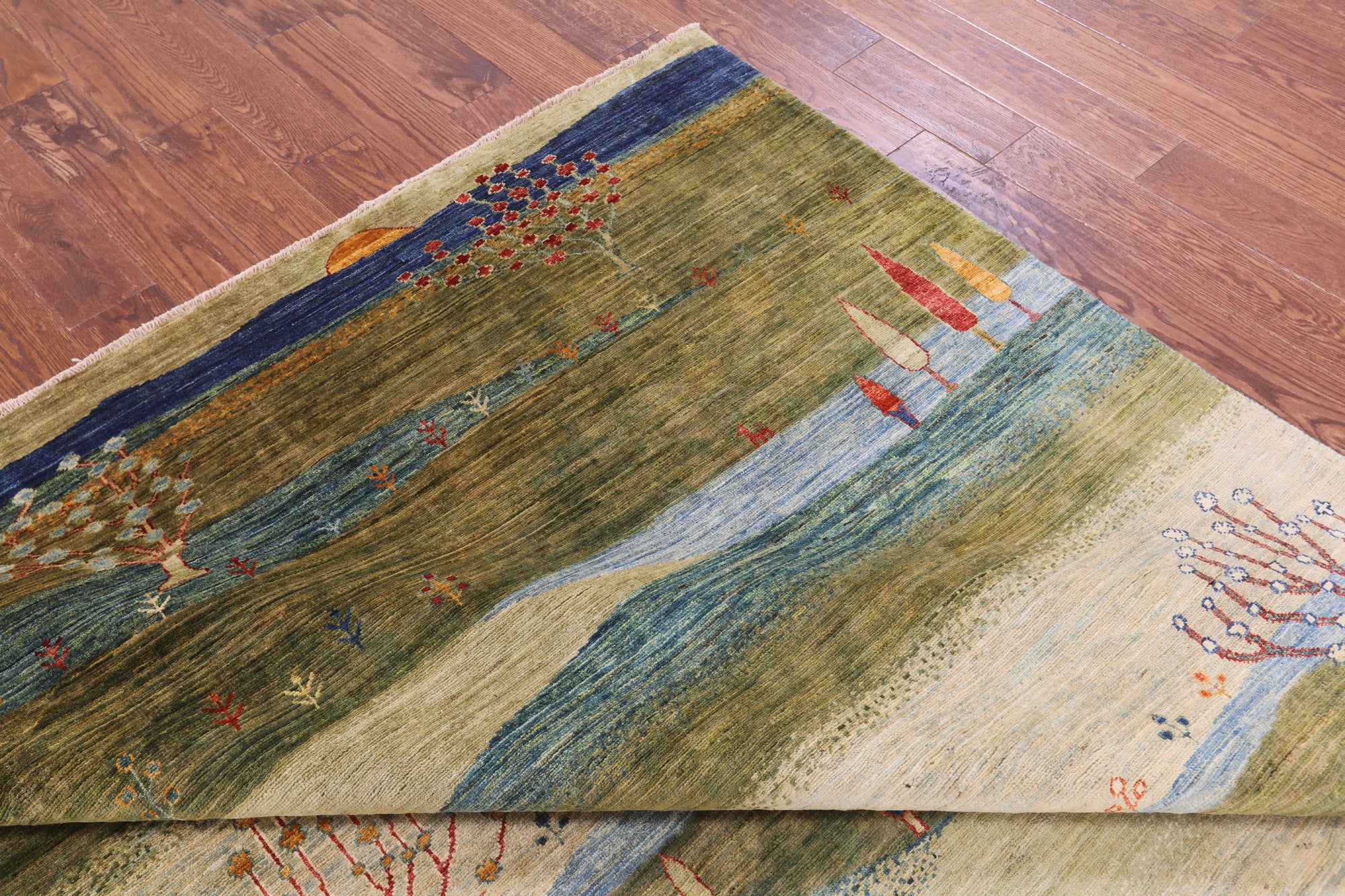 Tribal Persian Gabbeh Hand Knotted Wool Rug - 8' 3" X 9' 9" - Golden Nile