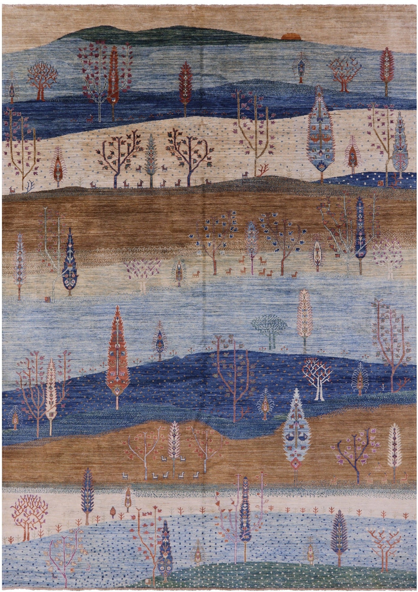 Tribal Persian Gabbeh Hand Knotted Wool Rug - 9' 10" X 13' 6" - Golden Nile