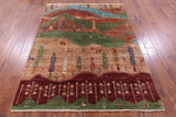 Tribal Persian Gabbeh Hand Knotted Wool Rug - 5' 2" X 6' 9" - Golden Nile