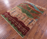 Tribal Persian Gabbeh Hand Knotted Wool Rug - 5' 2" X 6' 9" - Golden Nile