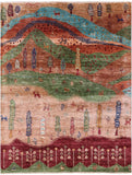 Tribal Persian Gabbeh Hand Knotted Wool Rug - 5' 2" X 6' 9" - Golden Nile