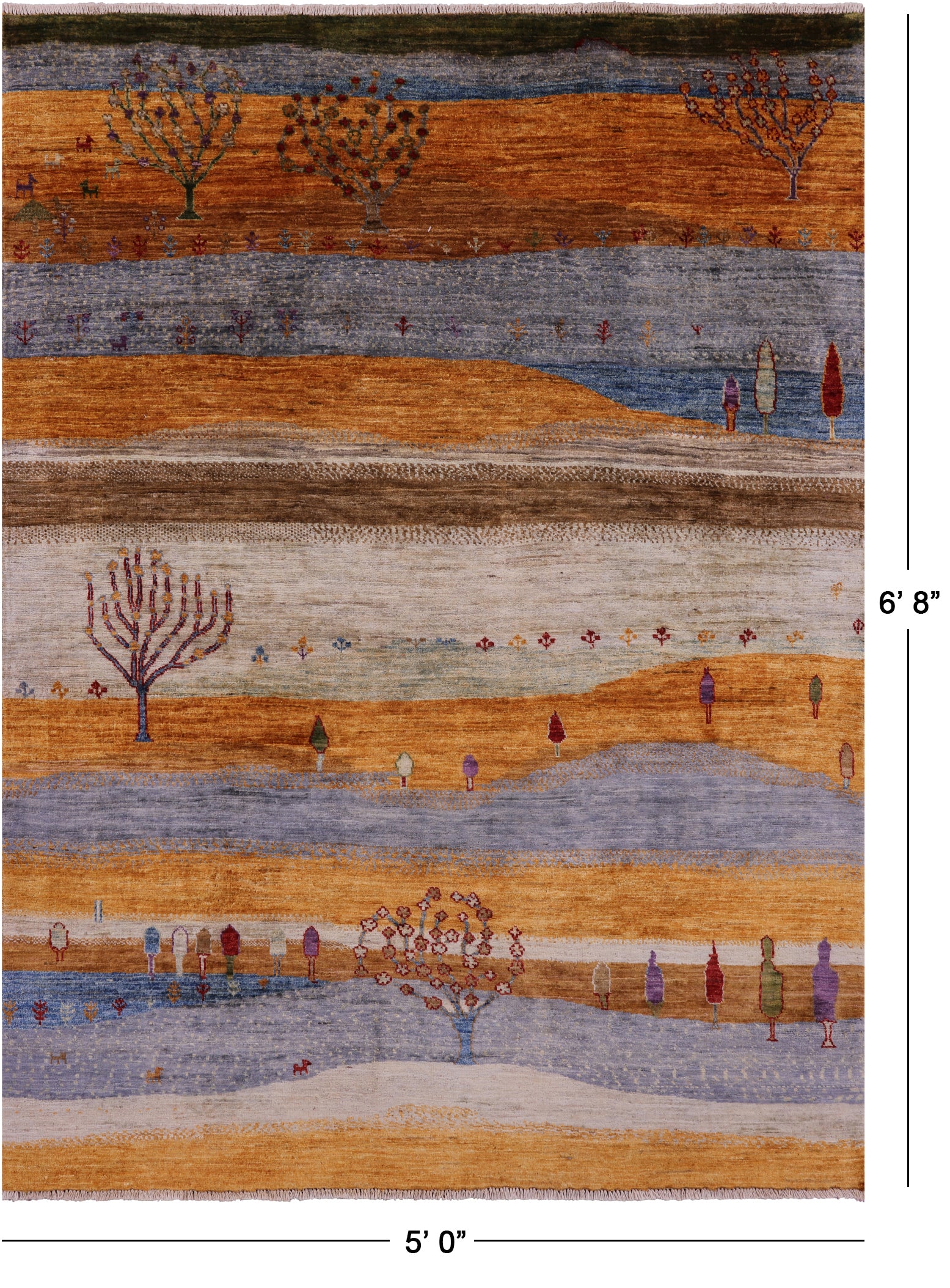 Tribal Persian Gabbeh Hand Knotted Wool Rug - 5' 0" X 6' 8" - Golden Nile