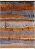 Tribal Persian Gabbeh Hand Knotted Wool Rug - 5' 0" X 6' 8" - Golden Nile