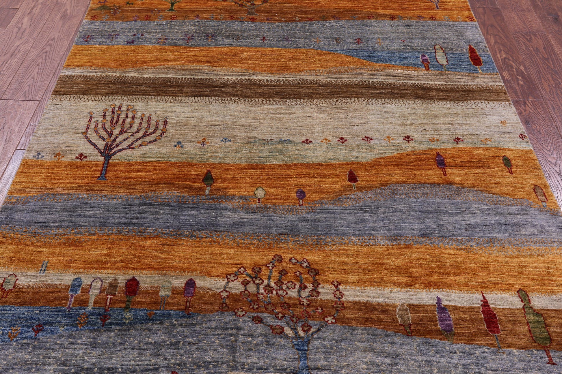 Tribal Persian Gabbeh Hand Knotted Wool Rug - 5' 0" X 6' 8" - Golden Nile
