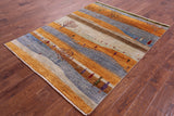 Tribal Persian Gabbeh Hand Knotted Wool Rug - 5' 0" X 6' 8" - Golden Nile