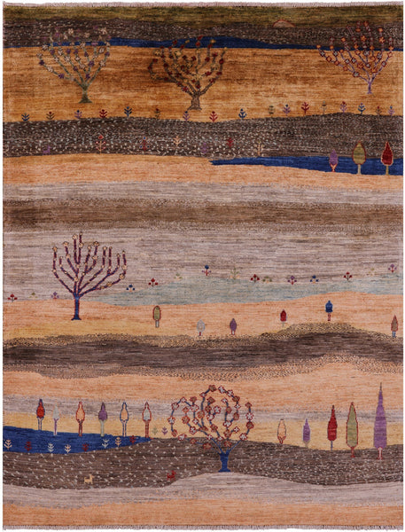 Tribal Persian Gabbeh Hand Knotted Wool Rug - 4' 11" X 6' 4" - Golden Nile