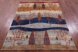 Tribal Persian Gabbeh Hand Knotted Wool Rug - 5' 0" X 6' 5" - Golden Nile