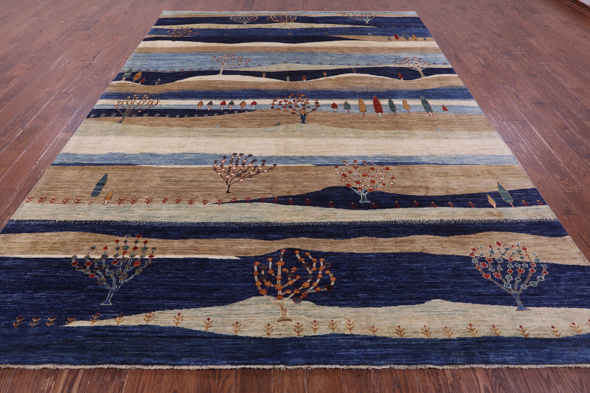 Tribal Persian Gabbeh Hand Knotted Wool Rug - 8' 11" X 11' 11" - Golden Nile