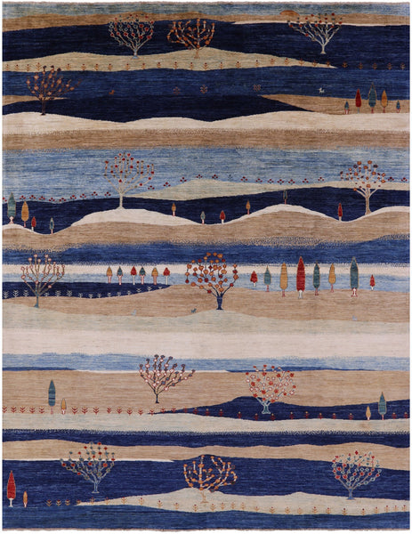 Tribal Persian Gabbeh Hand Knotted Wool Rug - 8' 11" X 11' 11" - Golden Nile