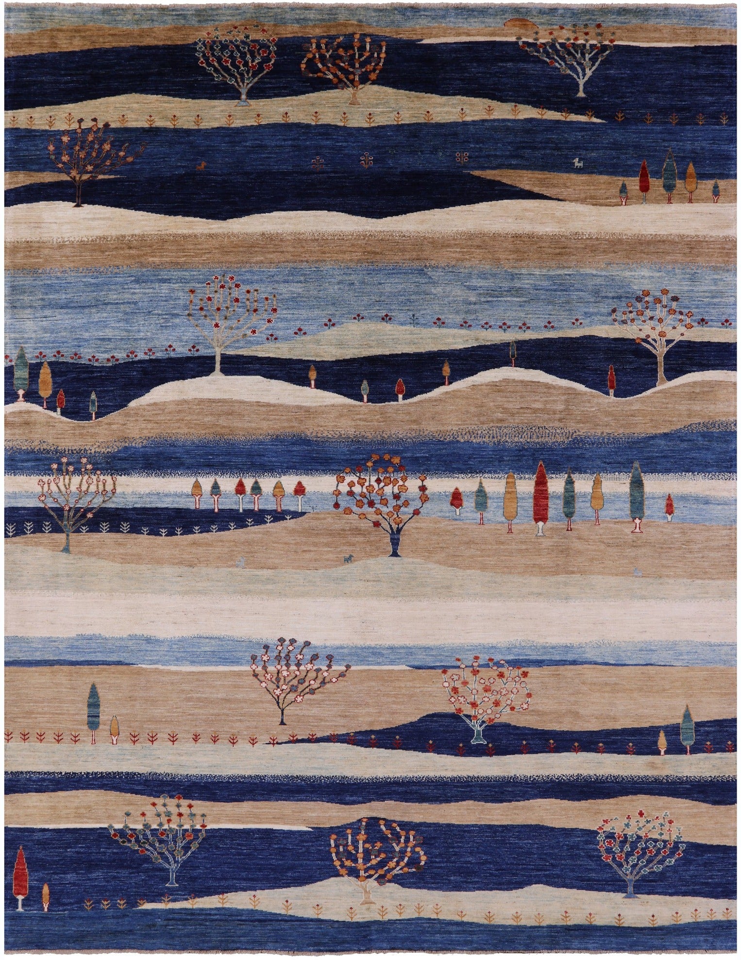 Tribal Persian Gabbeh Hand Knotted Wool Rug - 8' 11" X 11' 11" - Golden Nile