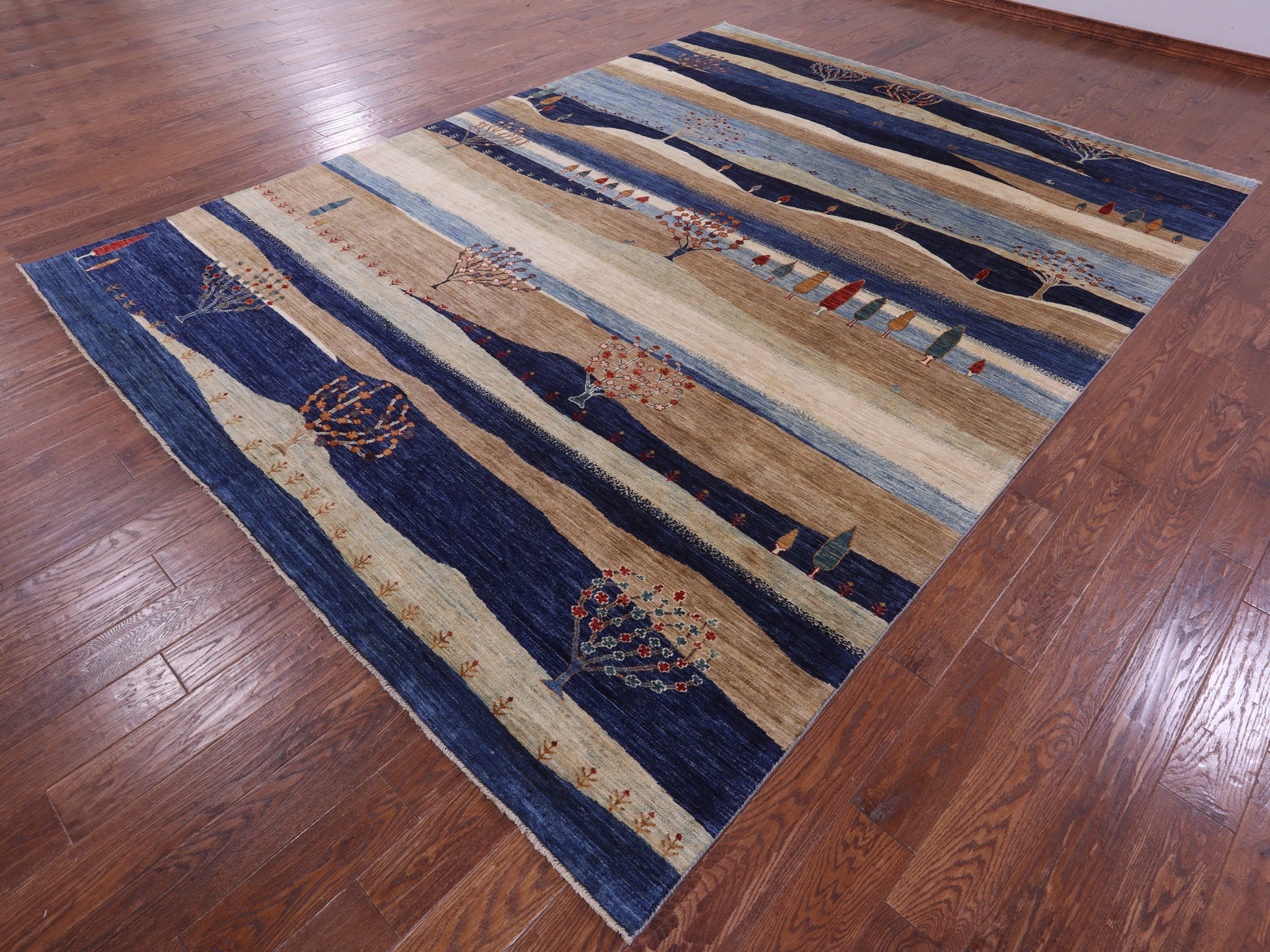 Tribal Persian Gabbeh Hand Knotted Wool Rug - 8' 11" X 11' 11" - Golden Nile