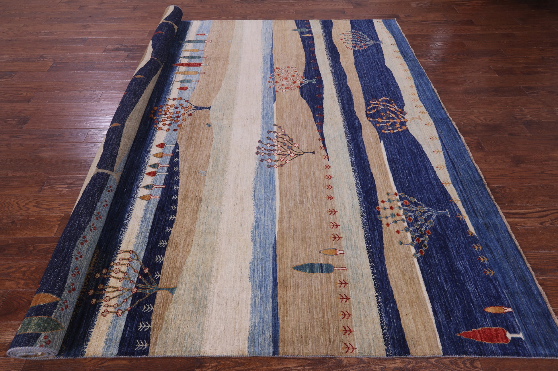 Tribal Persian Gabbeh Hand Knotted Wool Rug - 8' 11" X 11' 11" - Golden Nile