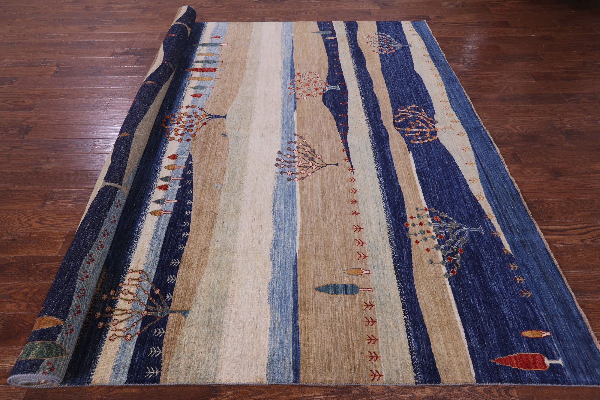 Tribal Persian Gabbeh Hand Knotted Wool Rug - 8' 11" X 11' 11" - Golden Nile