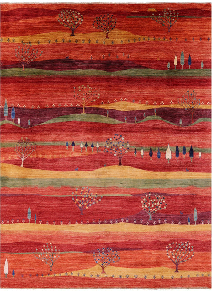 Tribal Persian Gabbeh Hand Knotted Wool Rug - 8' 10" X 11' 10" - Golden Nile