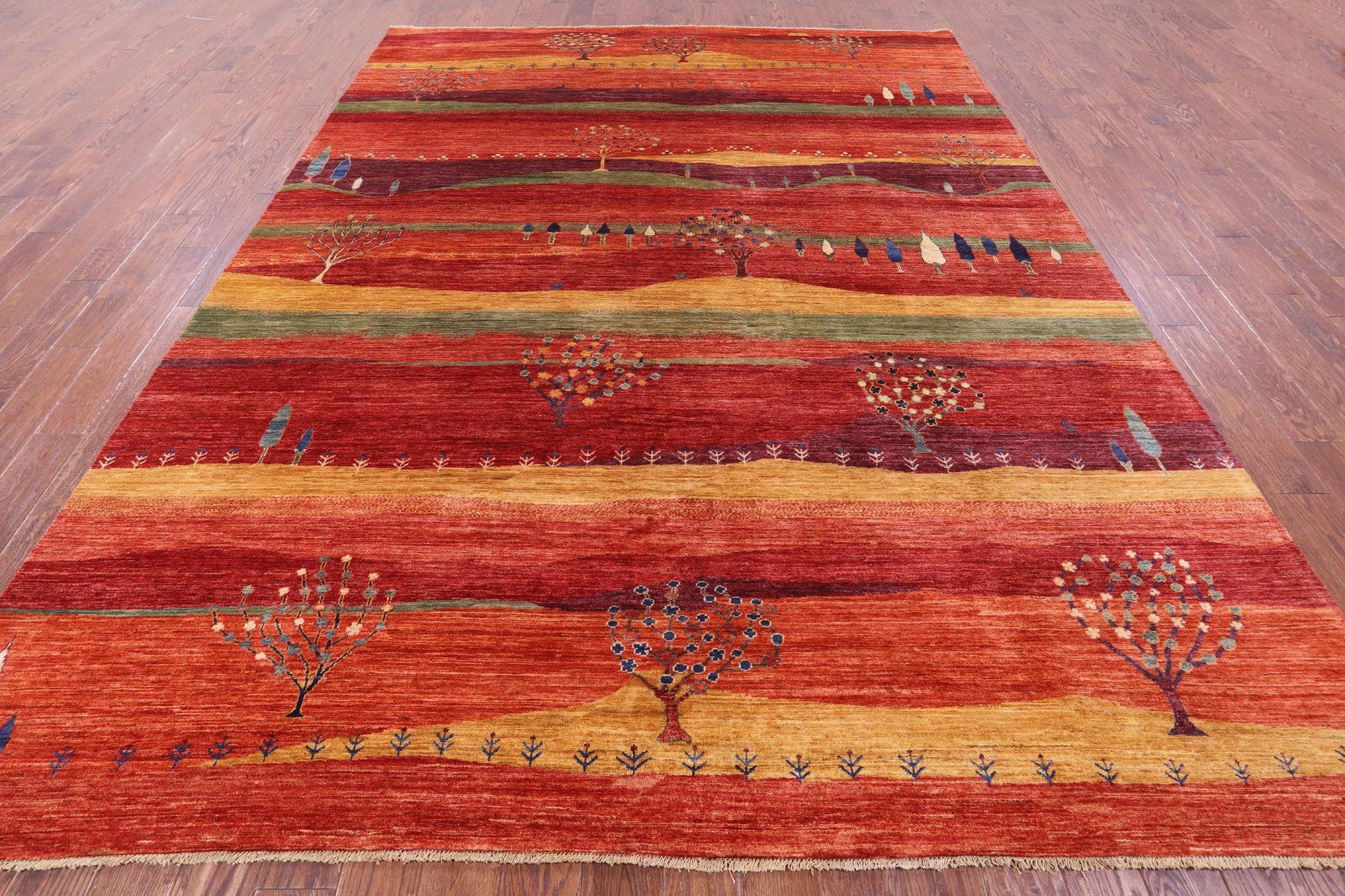 Tribal Persian Gabbeh Hand Knotted Wool Rug - 8' 10" X 11' 10" - Golden Nile