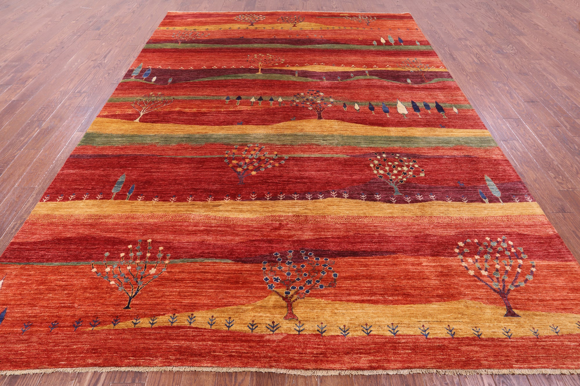 Tribal Persian Gabbeh Hand Knotted Wool Rug - 8' 10" X 11' 10" - Golden Nile