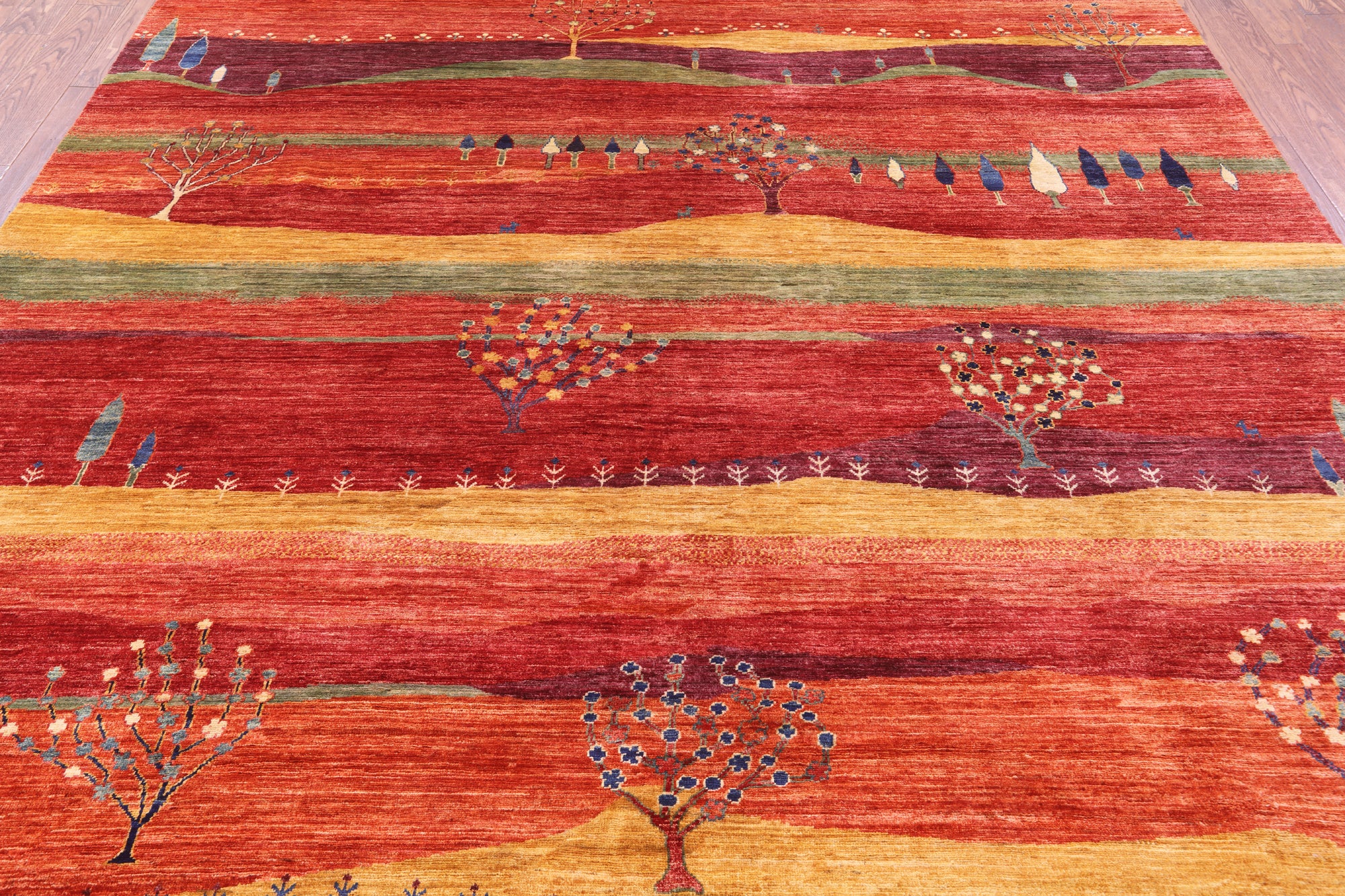 Tribal Persian Gabbeh Hand Knotted Wool Rug - 8' 10" X 11' 10" - Golden Nile