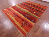Tribal Persian Gabbeh Hand Knotted Wool Rug - 8' 10" X 11' 10" - Golden Nile