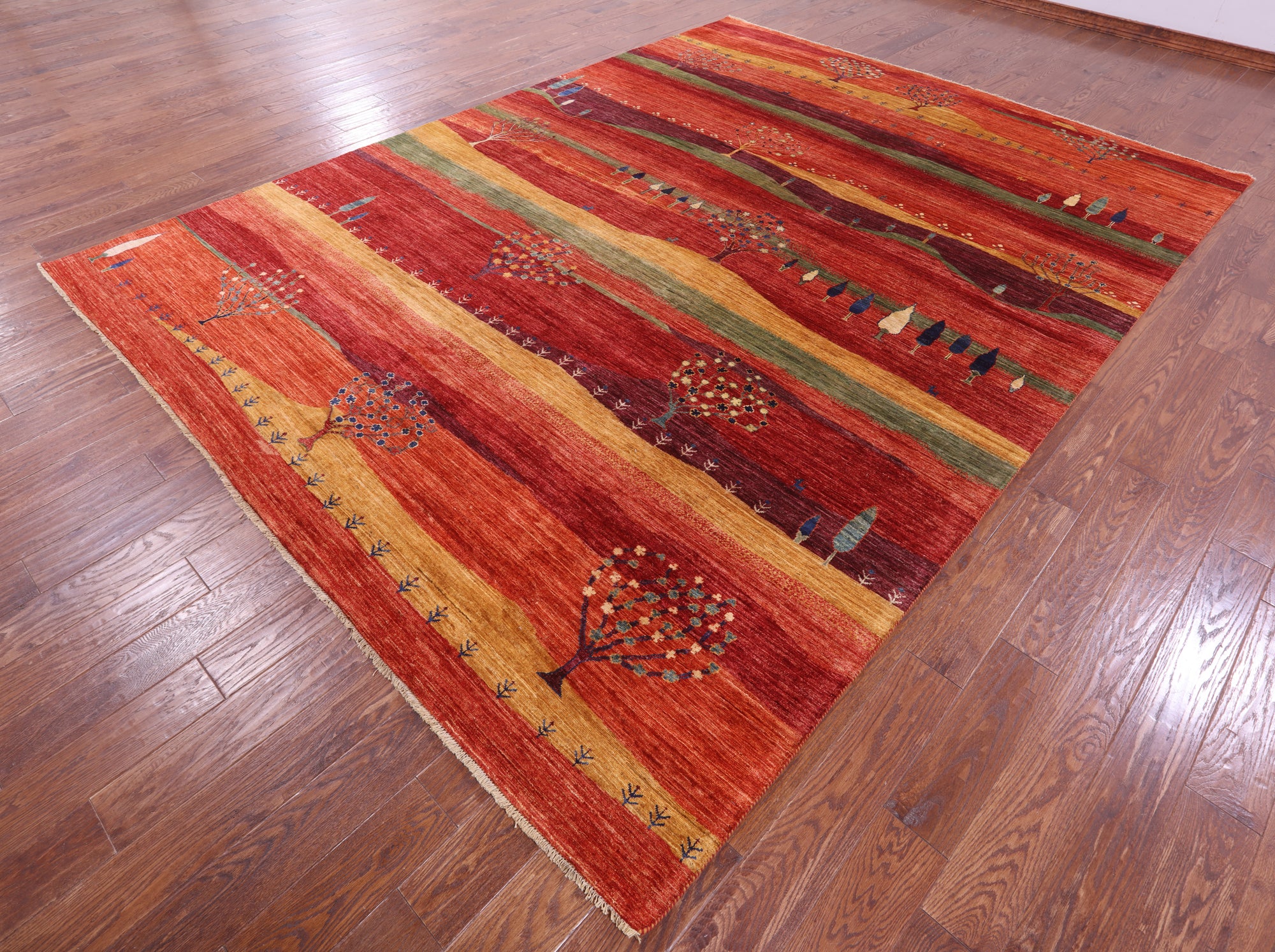 Tribal Persian Gabbeh Hand Knotted Wool Rug - 8' 10" X 11' 10" - Golden Nile