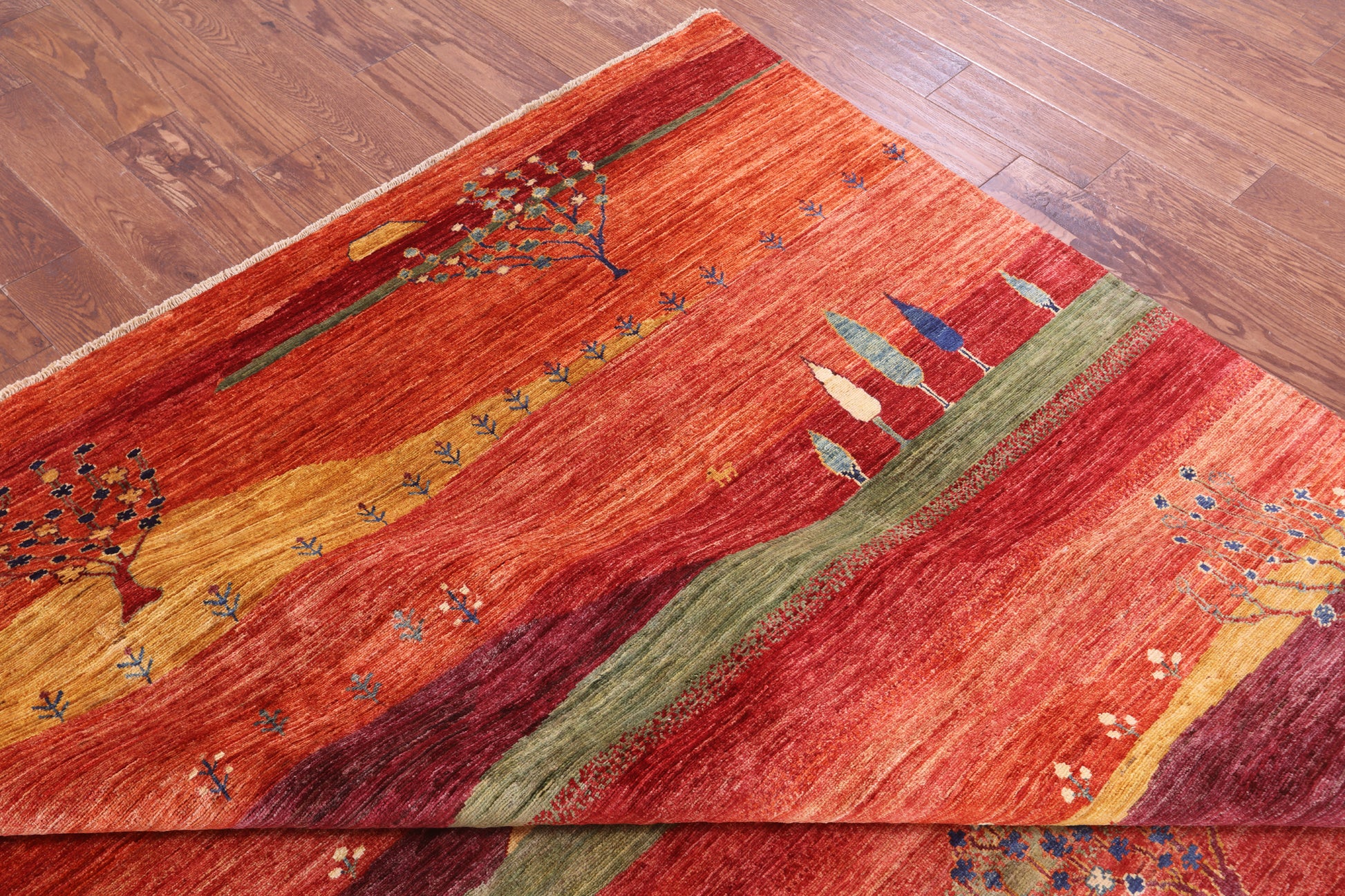 Tribal Persian Gabbeh Hand Knotted Wool Rug - 8' 10" X 11' 10" - Golden Nile