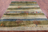 Tribal Persian Gabbeh Hand Knotted Wool Rug - 8' 1" X 9' 8" - Golden Nile