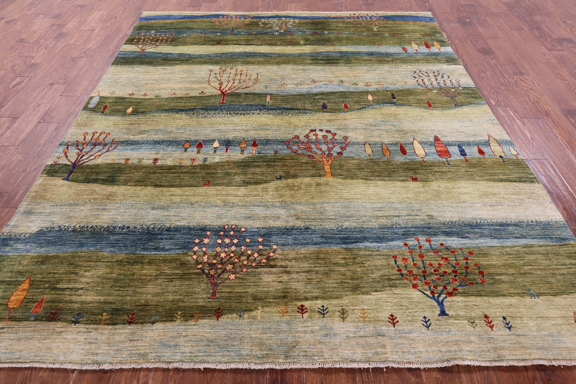 Tribal Persian Gabbeh Hand Knotted Wool Rug - 8' 1" X 9' 8" - Golden Nile
