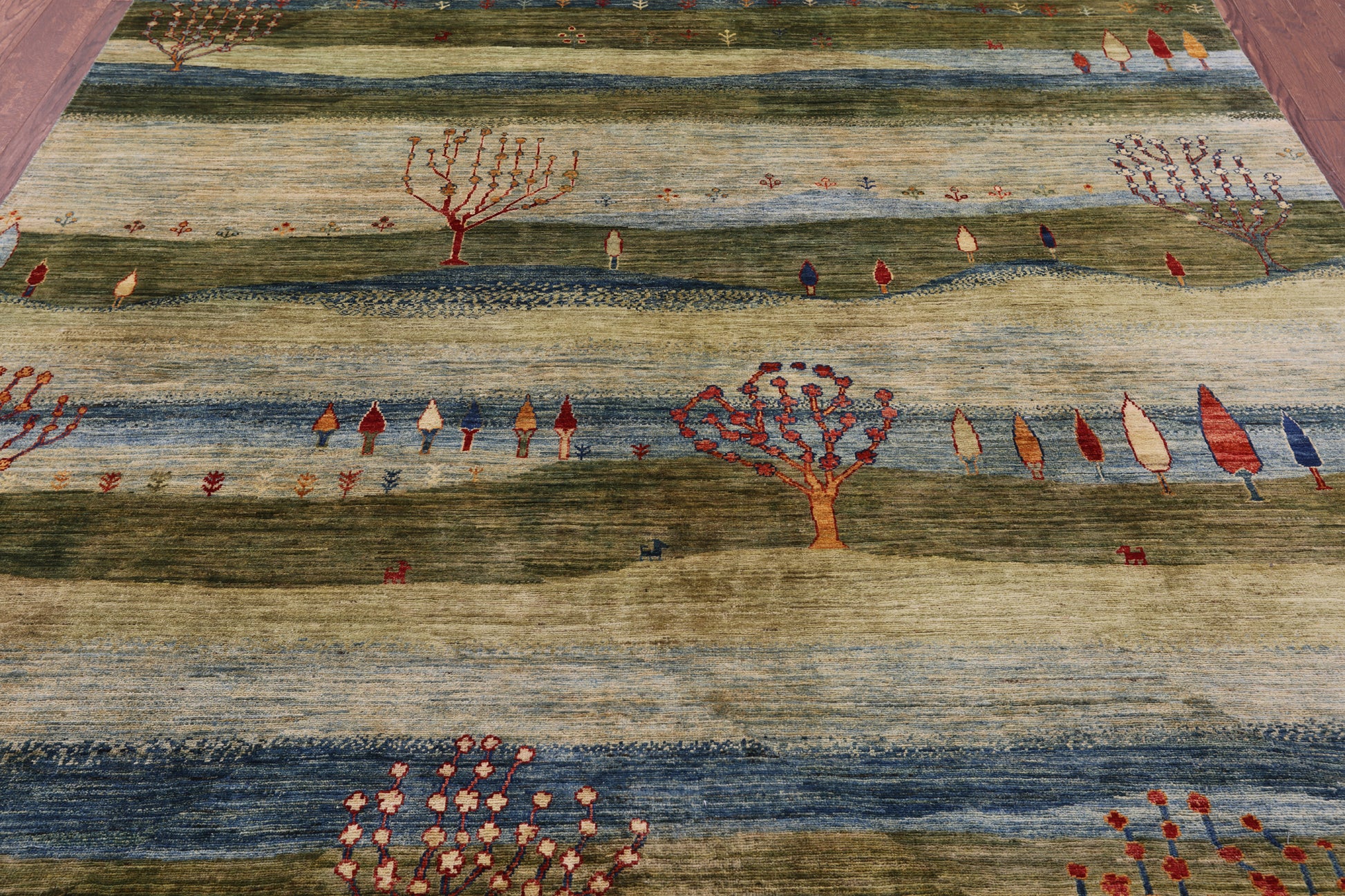Tribal Persian Gabbeh Hand Knotted Wool Rug - 8' 1" X 9' 8" - Golden Nile