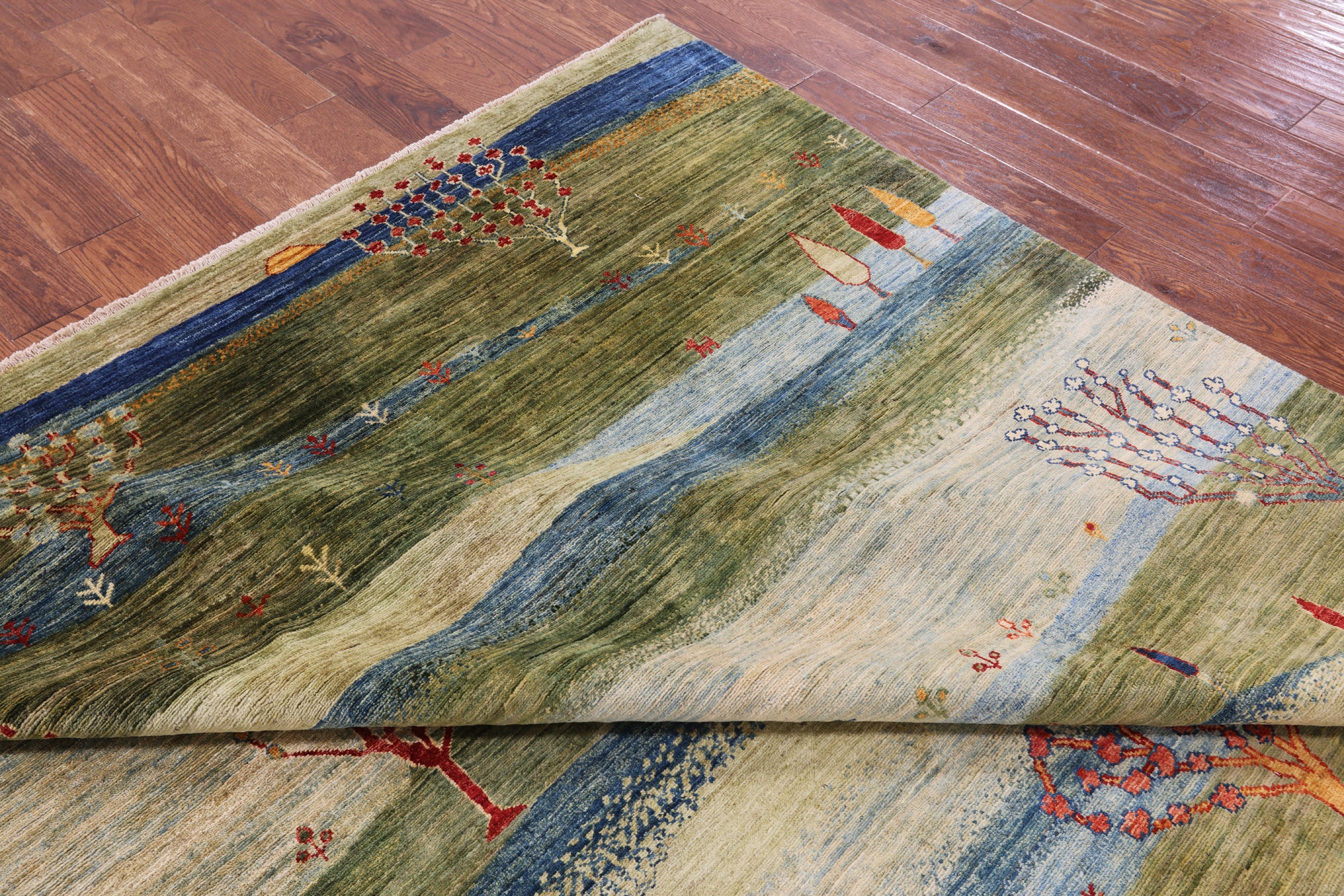 Tribal Persian Gabbeh Hand Knotted Wool Rug - 8' 1" X 9' 8" - Golden Nile