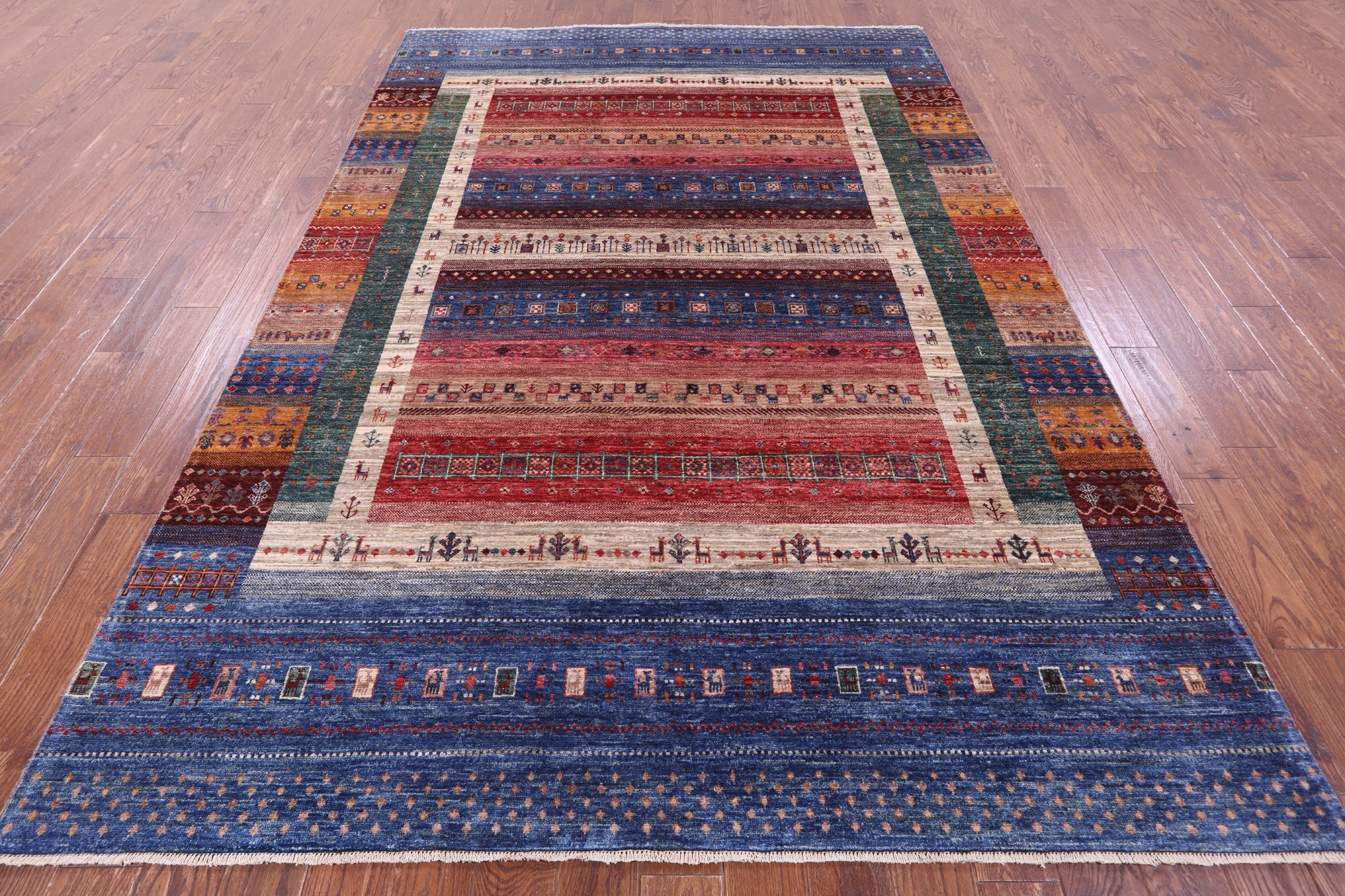 Tribal Persian Gabbeh Hand Knotted Wool Rug - 7' 0" X 10' 2" - Golden Nile