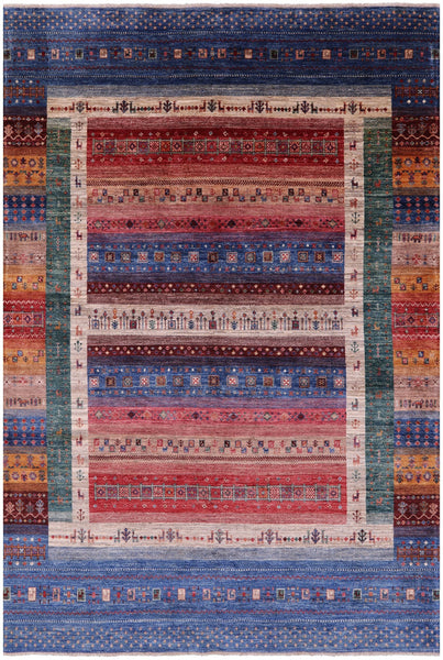 Tribal Persian Gabbeh Hand Knotted Wool Rug - 7' 0" X 10' 2" - Golden Nile