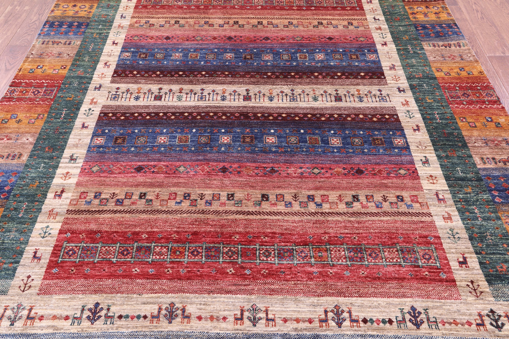 Tribal Persian Gabbeh Hand Knotted Wool Rug - 7' 0" X 10' 2" - Golden Nile