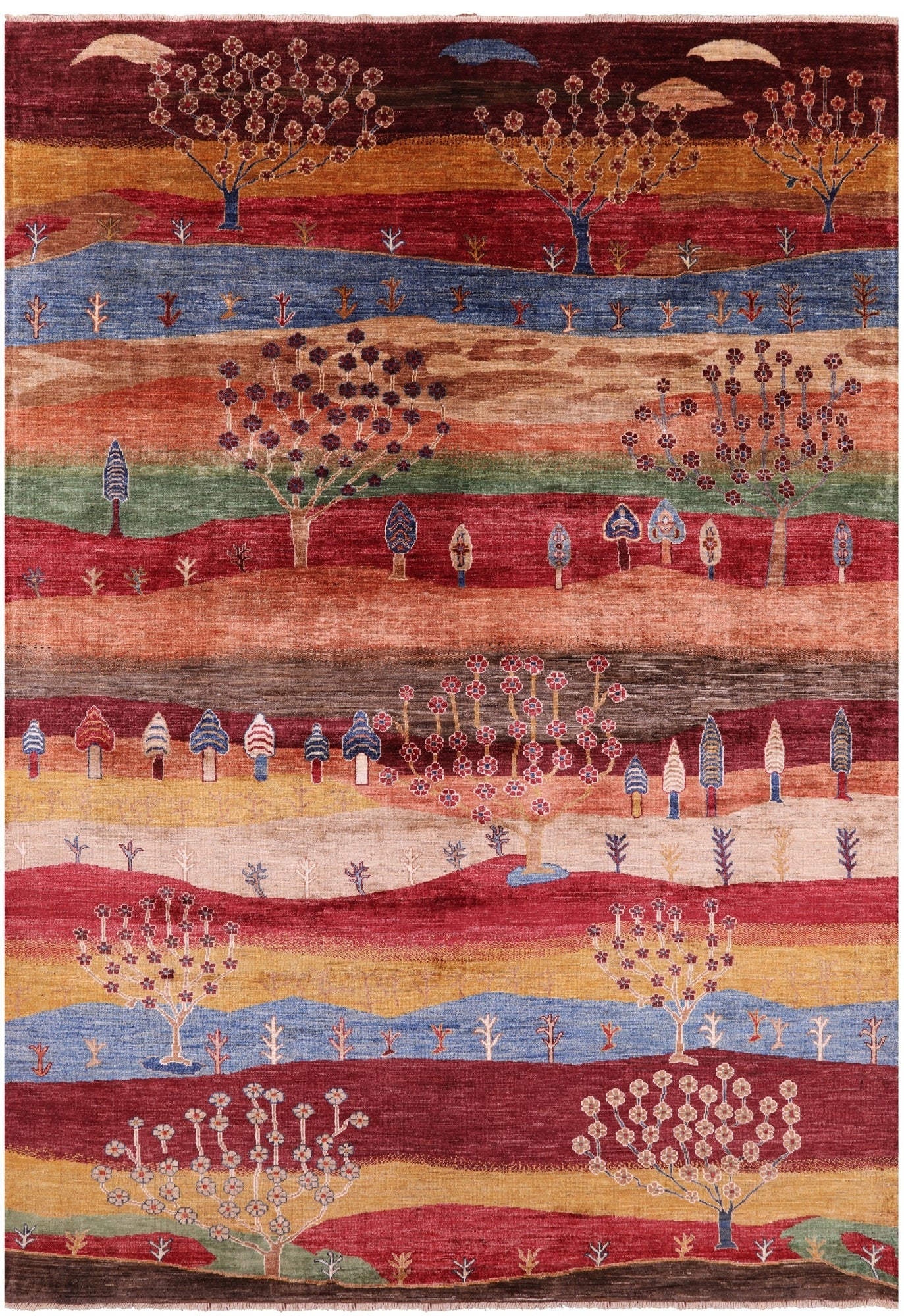 Tribal Persian Gabbeh Hand Knotted Wool Rug - 7' 0" X 9' 8" - Golden Nile