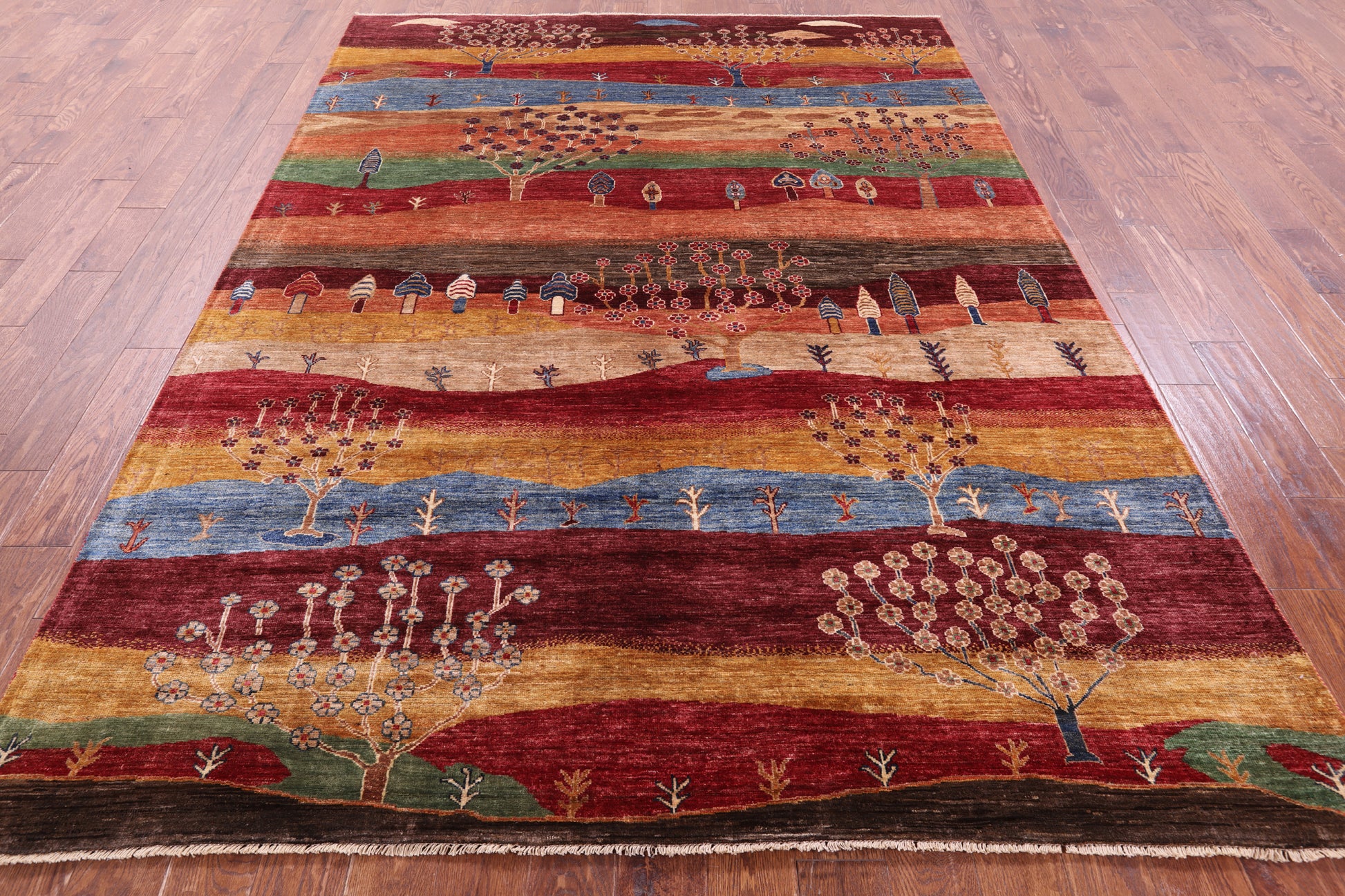 Tribal Persian Gabbeh Hand Knotted Wool Rug - 7' 0" X 9' 8" - Golden Nile