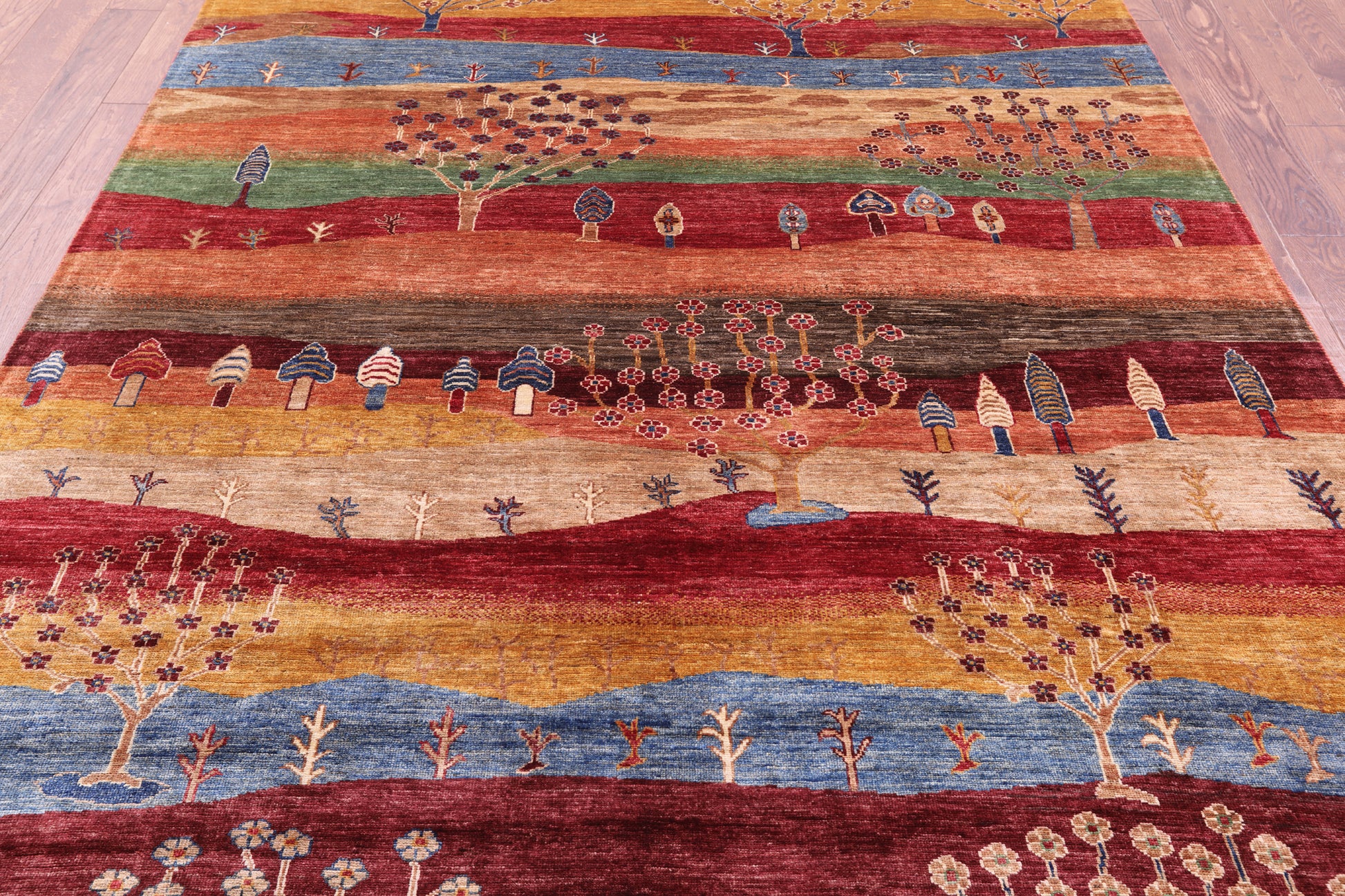 Tribal Persian Gabbeh Hand Knotted Wool Rug - 7' 0" X 9' 8" - Golden Nile