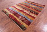 Tribal Persian Gabbeh Hand Knotted Wool Rug - 7' 0" X 9' 8" - Golden Nile
