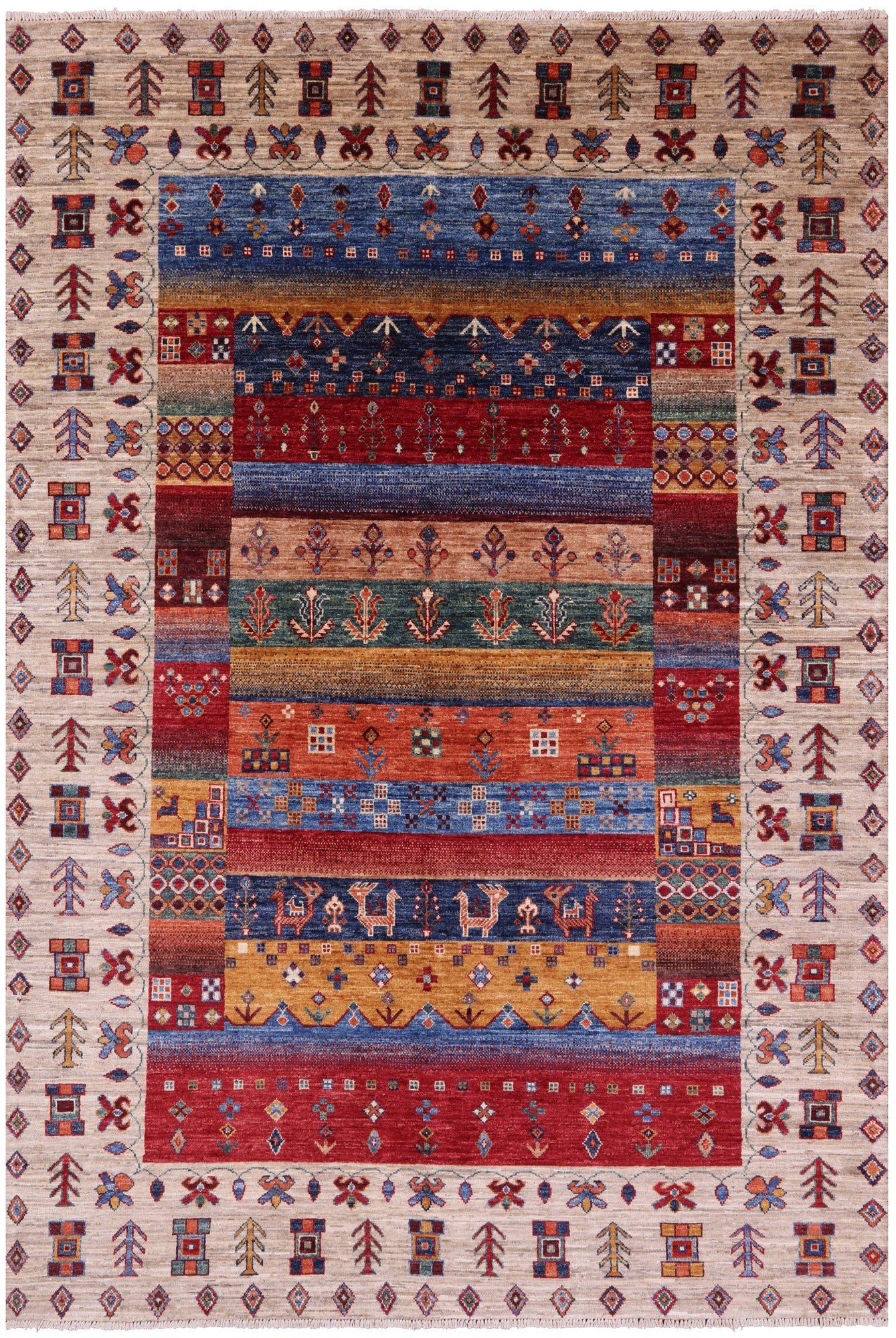 Tribal Persian Gabbeh Hand Knotted Wool Rug - 5' 7" X 8' 2" - Golden Nile