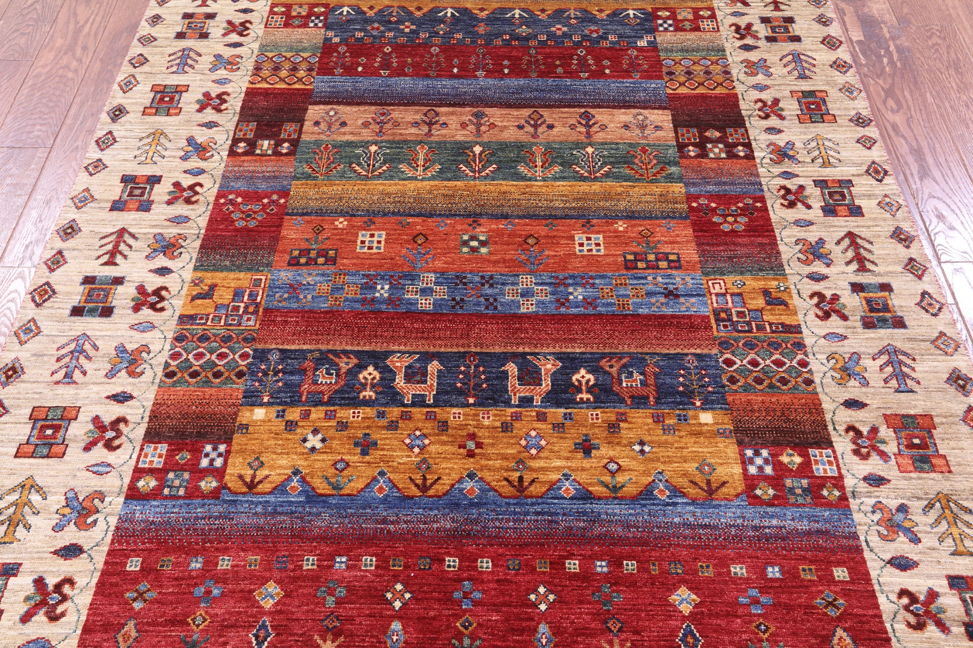 Tribal Persian Gabbeh Hand Knotted Wool Rug - 5' 7" X 8' 2" - Golden Nile