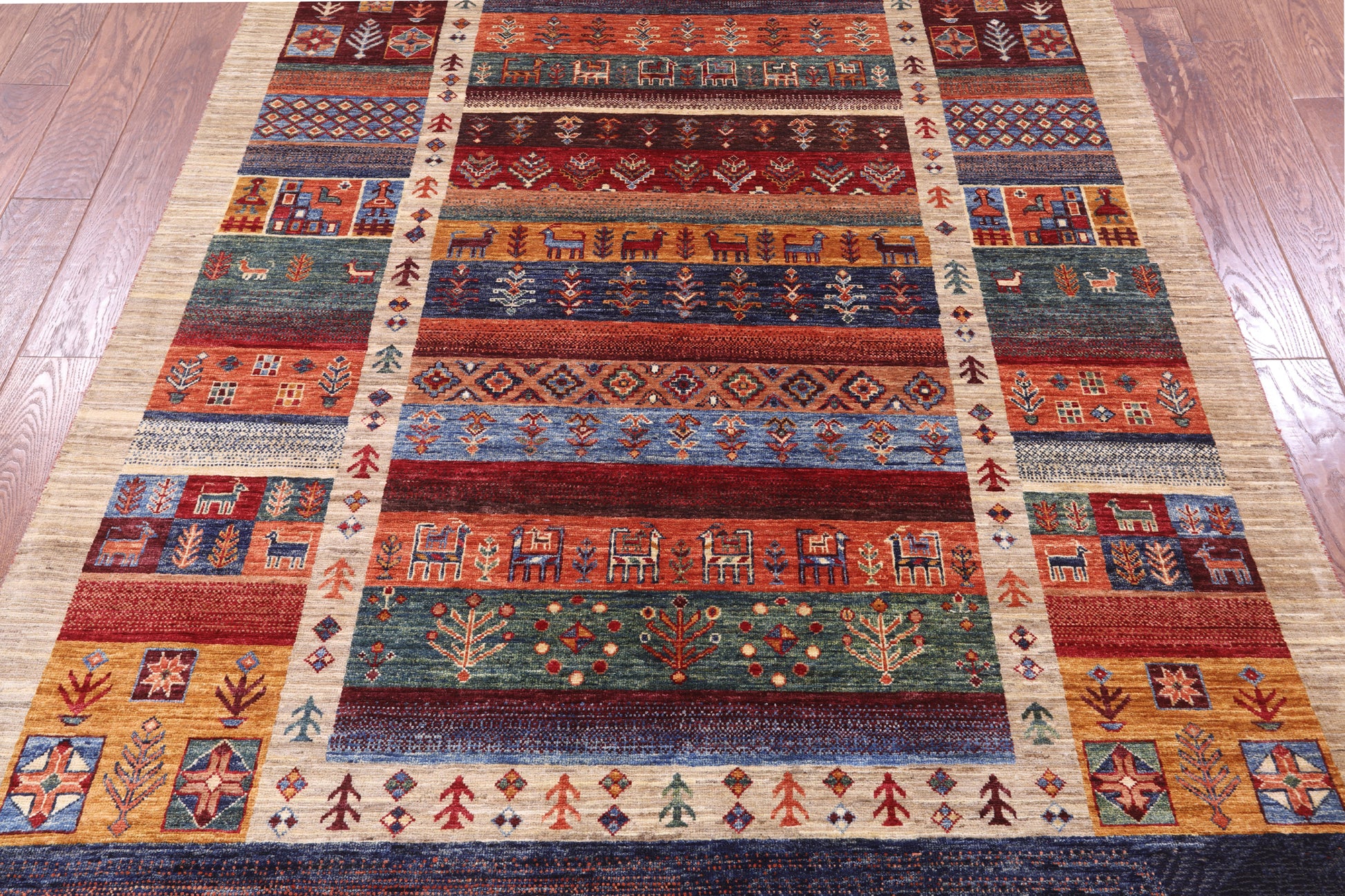 Tribal Persian Gabbeh Handmade Wool Rug - 5' 6" X 7' 8" - Golden Nile