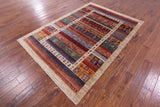 Tribal Persian Gabbeh Handmade Wool Rug - 5' 6" X 7' 8" - Golden Nile
