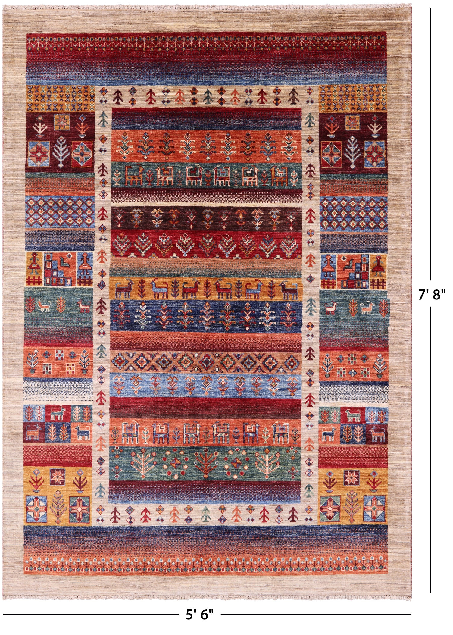 Tribal Persian Gabbeh Handmade Wool Rug - 5' 6" X 7' 8" - Golden Nile