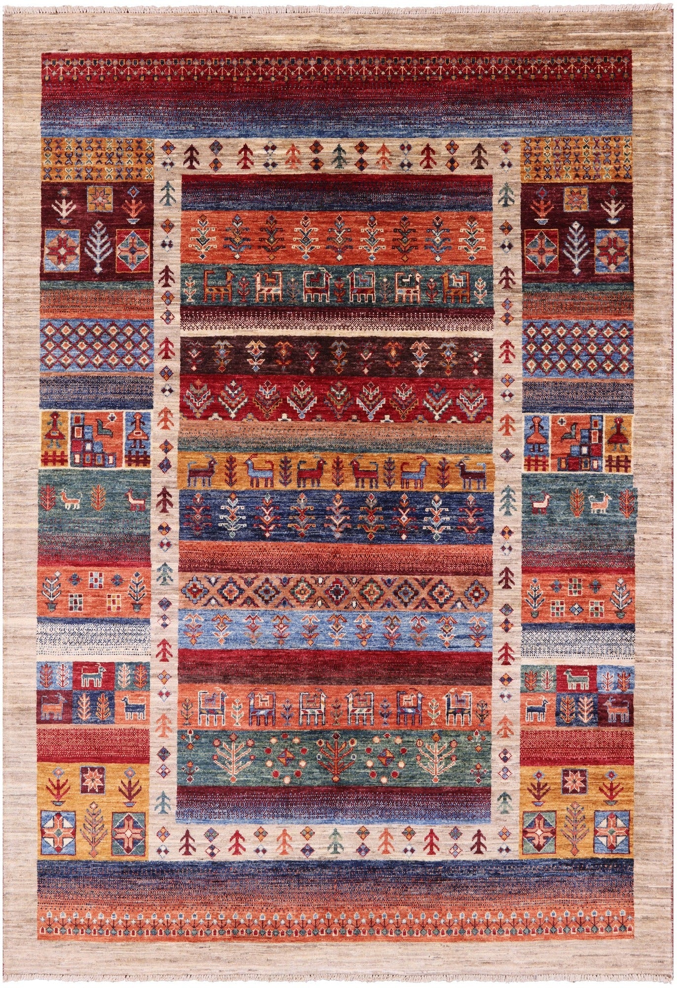 Tribal Persian Gabbeh Handmade Wool Rug - 5' 6" X 7' 8" - Golden Nile